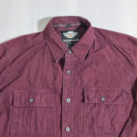 Harley-Davidson casual button down shirt men's L maroon embroidered brand name - Picture 2 of 15